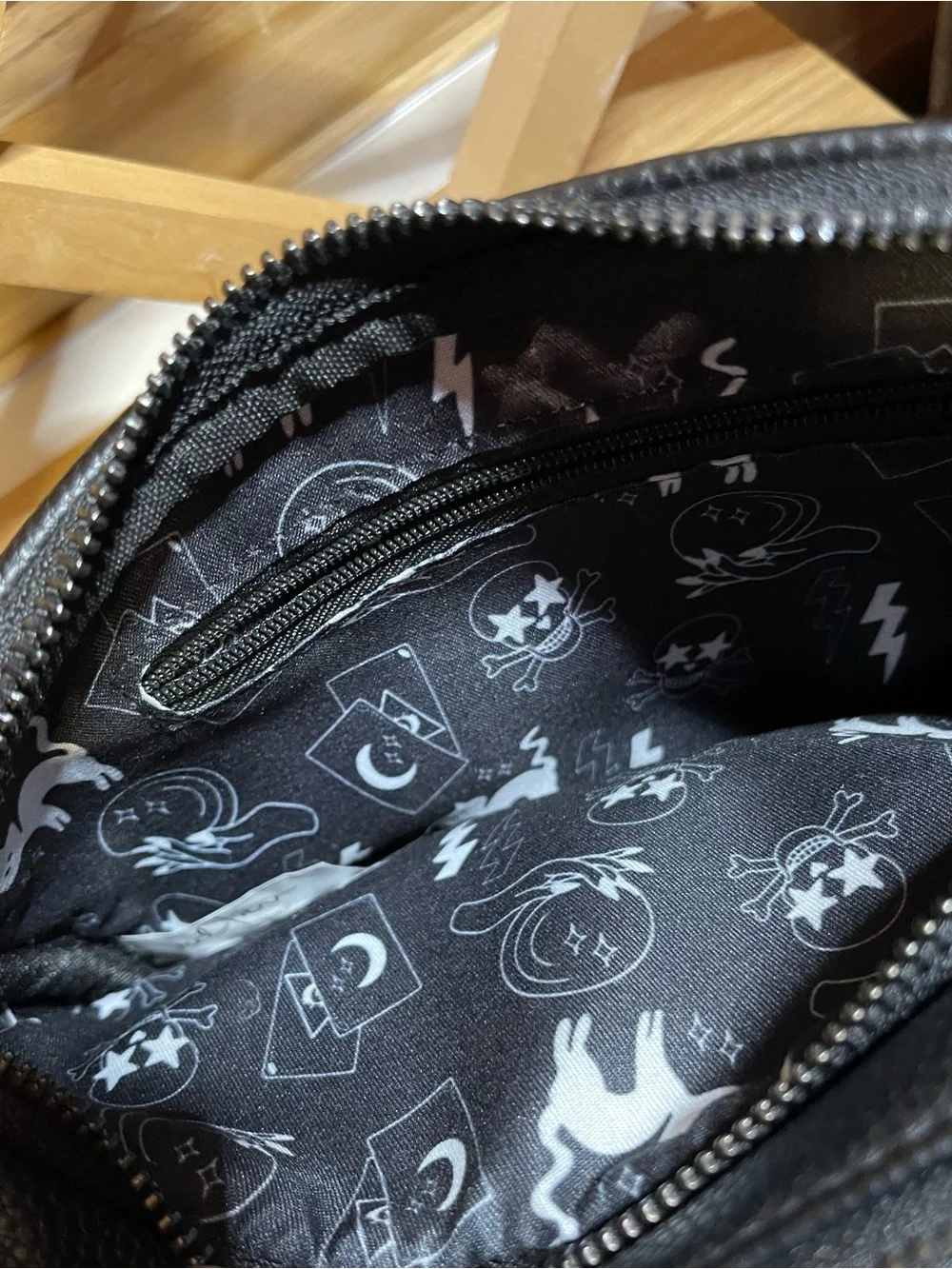 RadRev Edgy Crossbody in Black / Studded Batwing Scalloped Magnetic Flap